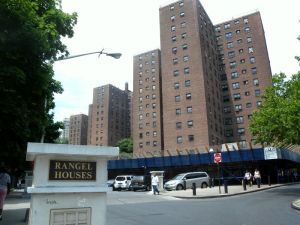 A typical NYCHA development with scaffolding.